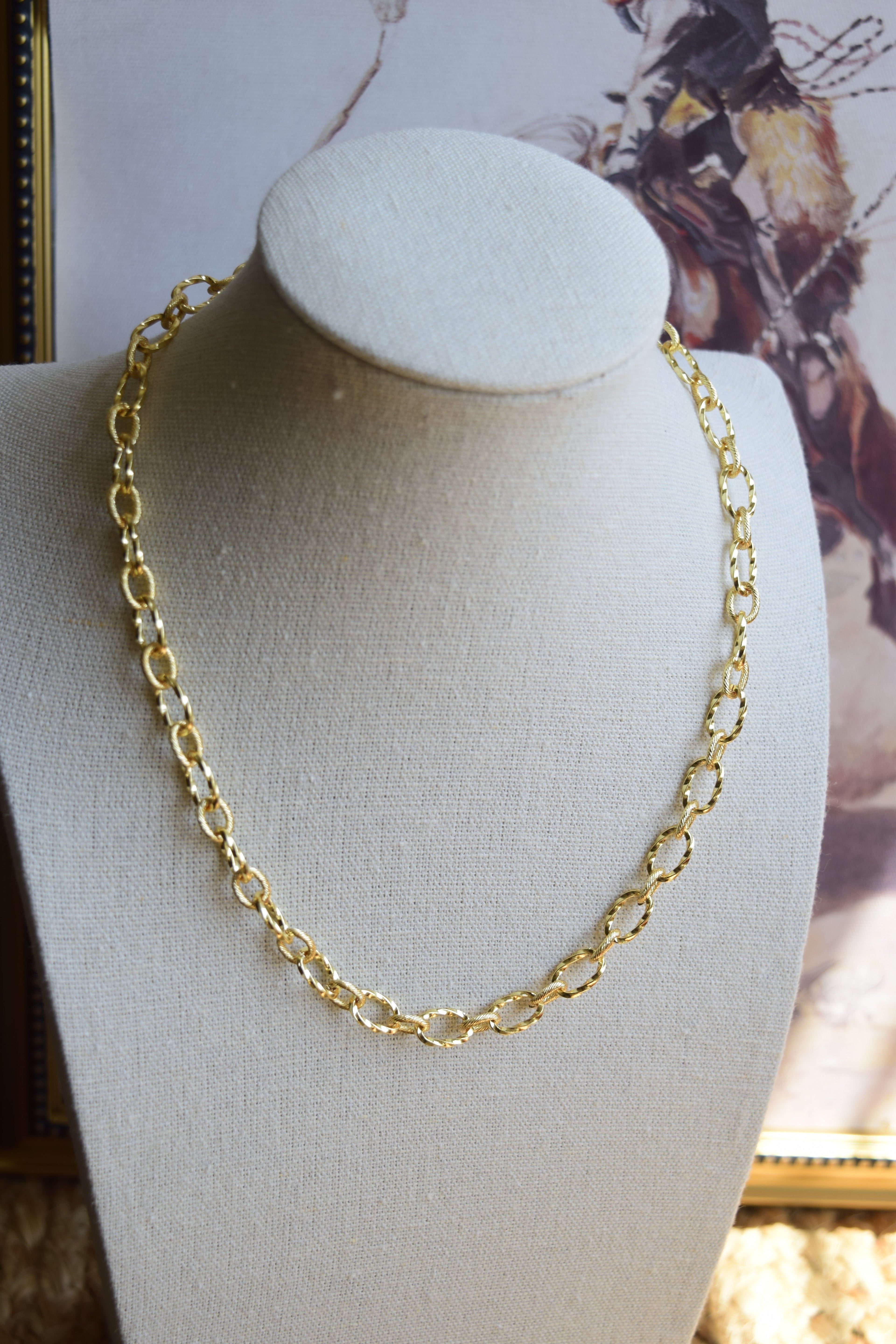 Golden Ropes Chain Necklace Everyday Wear 14K Gold Plated Stainless Steel GR-001