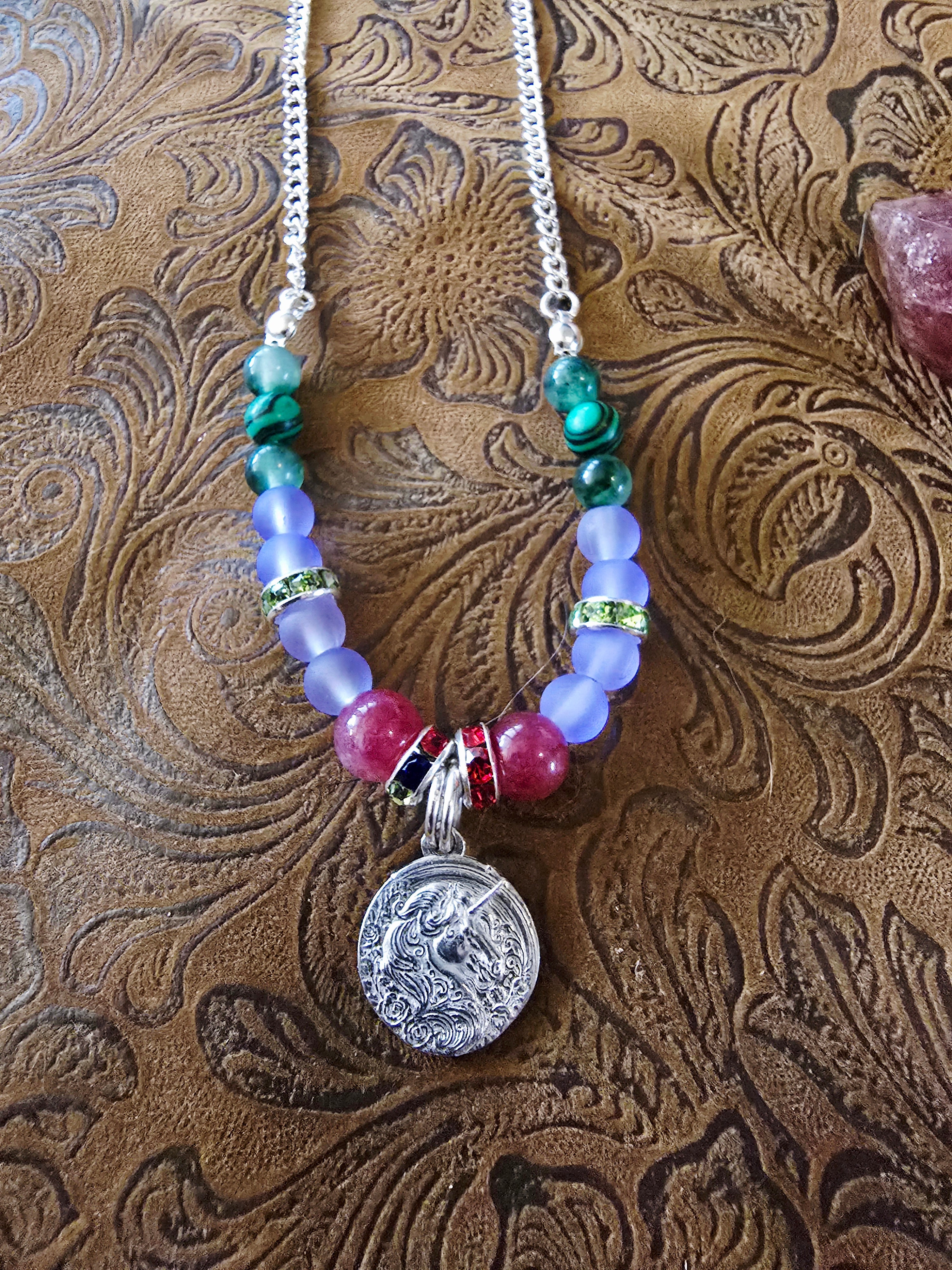 Enchanted Meadow — Unicorn Pewter Necklace