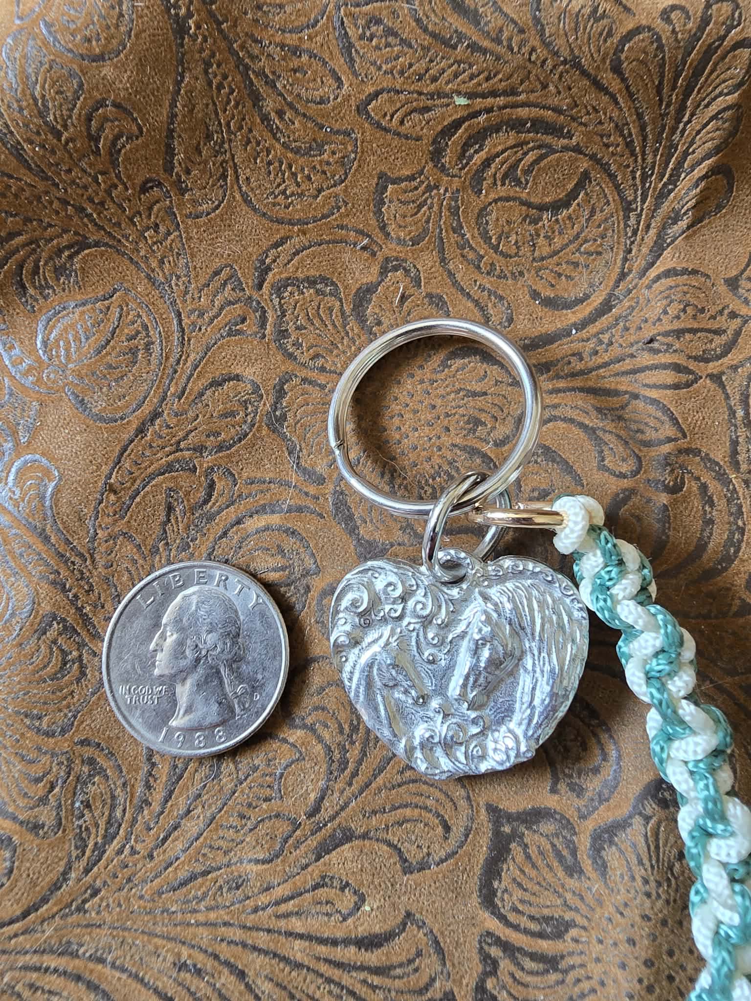 Mare and Foal Pewter Keychain and macrame braided lanyard
