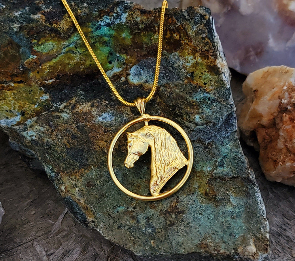 Arabian Horse Pendant – 18K Gold Over Brass
