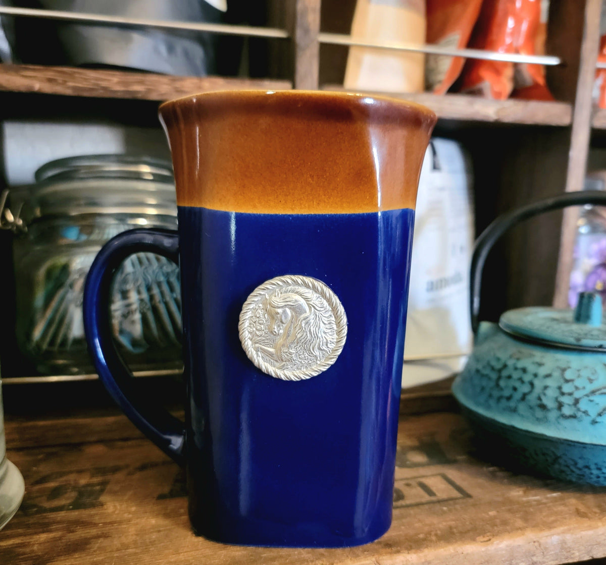 Arabian Horse Coffee Mug with Pewter Medallion