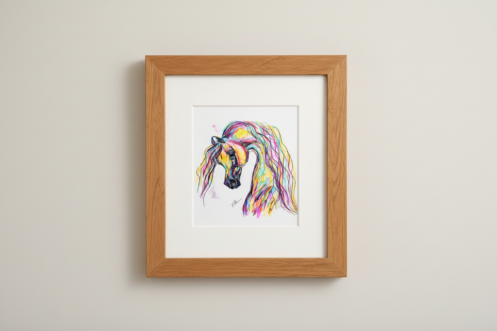 Dreaming in Color — Original 9x12" Multimedia Horse Painting