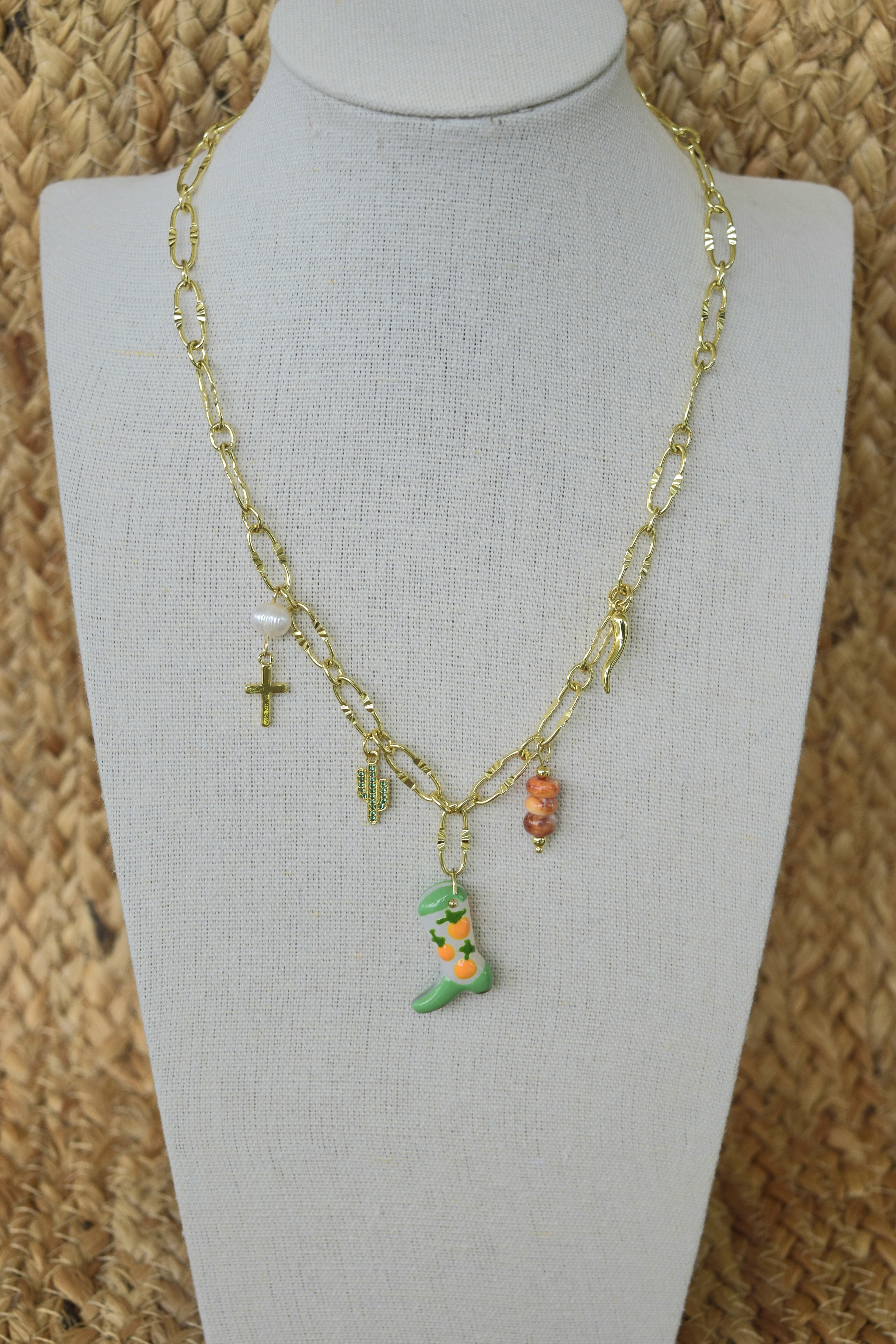 Sweet Arancia Charm Necklace Orange Boot Charm For Fashion Jewelry