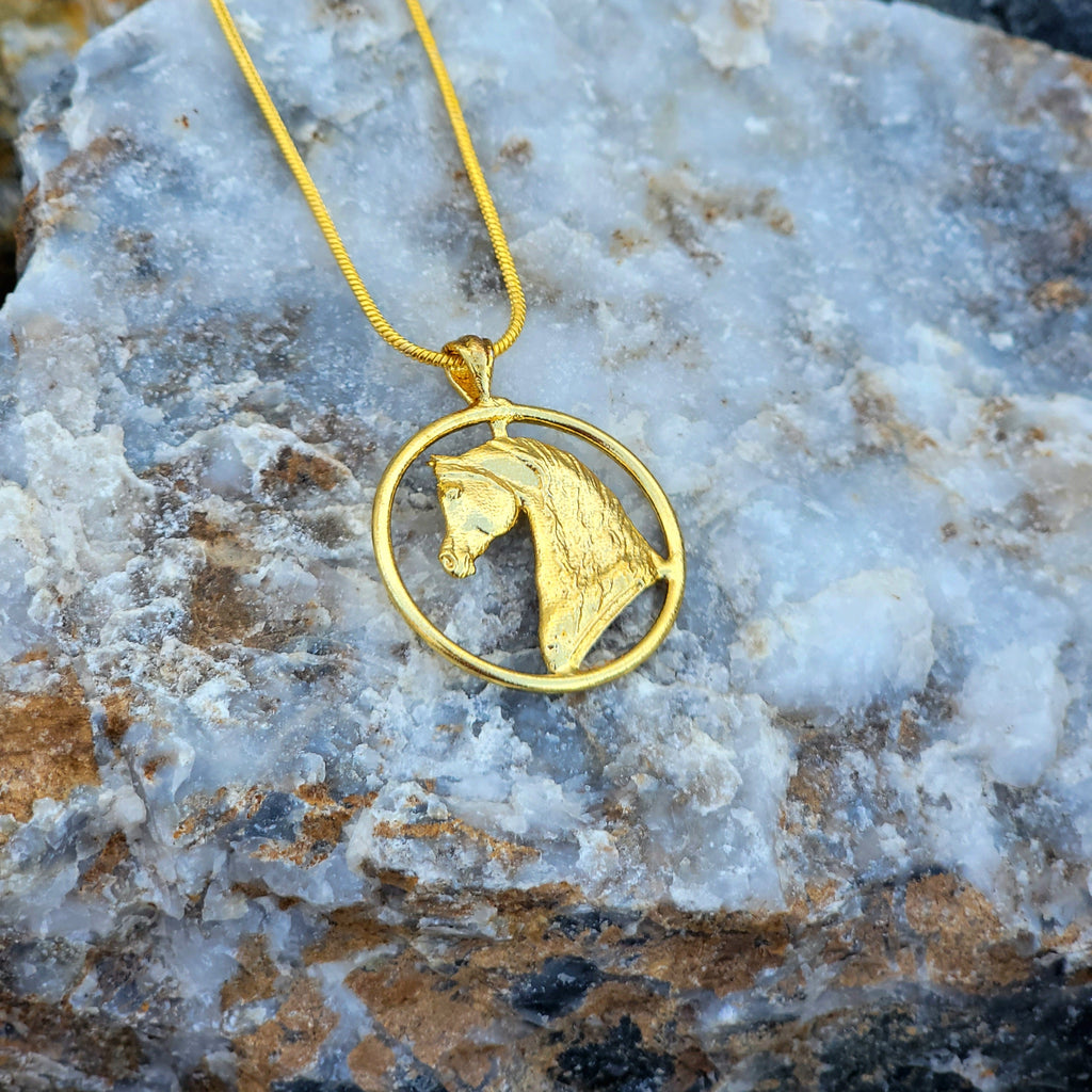 Arabian Horse Pendant – 18K Gold Over Brass