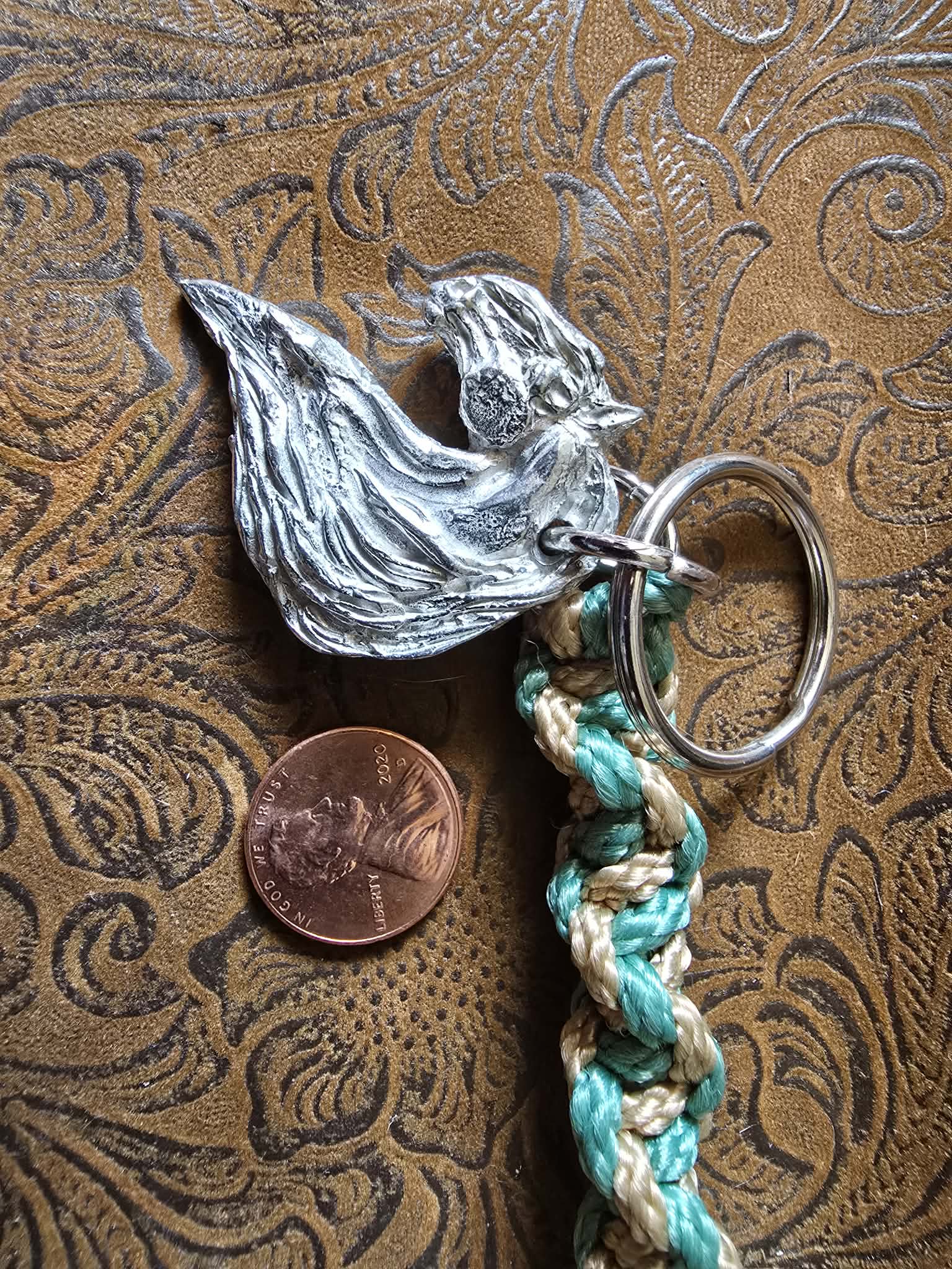 Fantasy Horse pewter Keychain Macrame lanyard