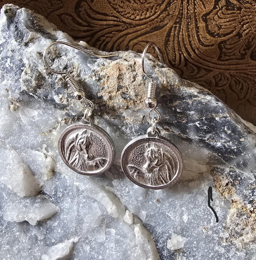 Arabian Horse "Sweet Mare" Pewter Dangle Earrings