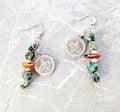 Reining Horse Pewter Charm Gemstone Earrings
