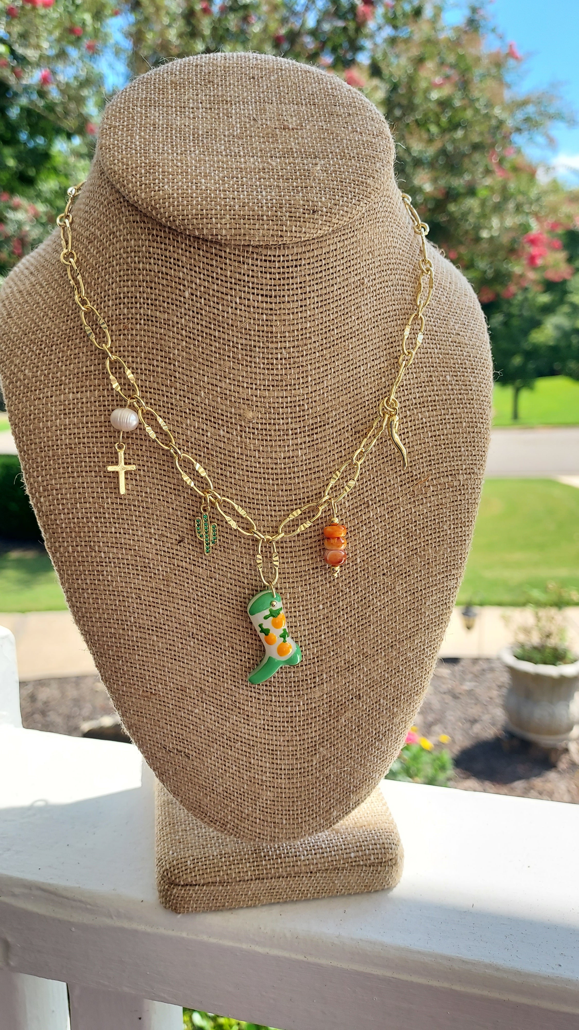 Sweet Arancia Charm Necklace Orange Boot Charm For Fashion Jewelry