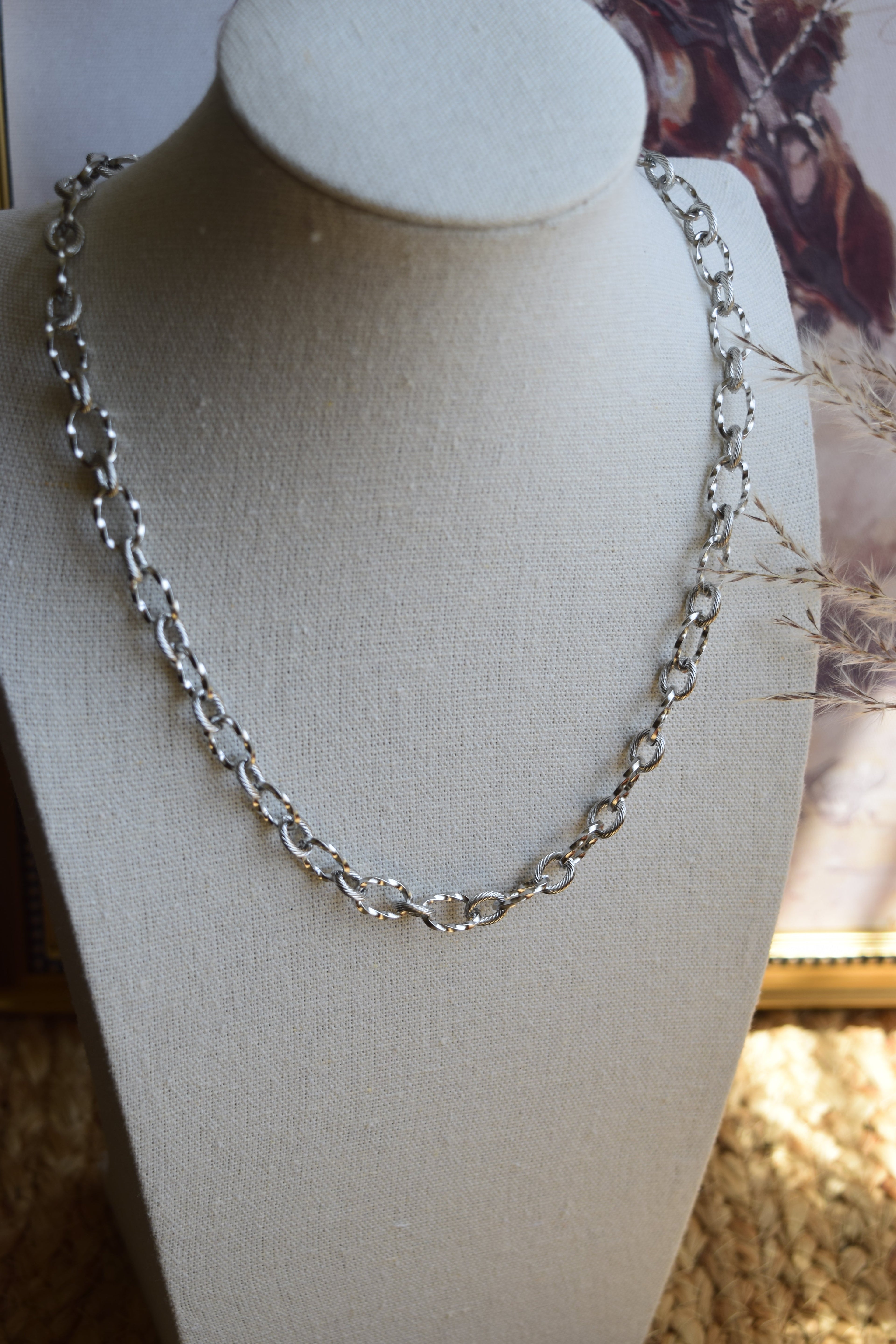 Stainless Steel Twisted Rope Necklace 16 To 18 Inches Adjustable