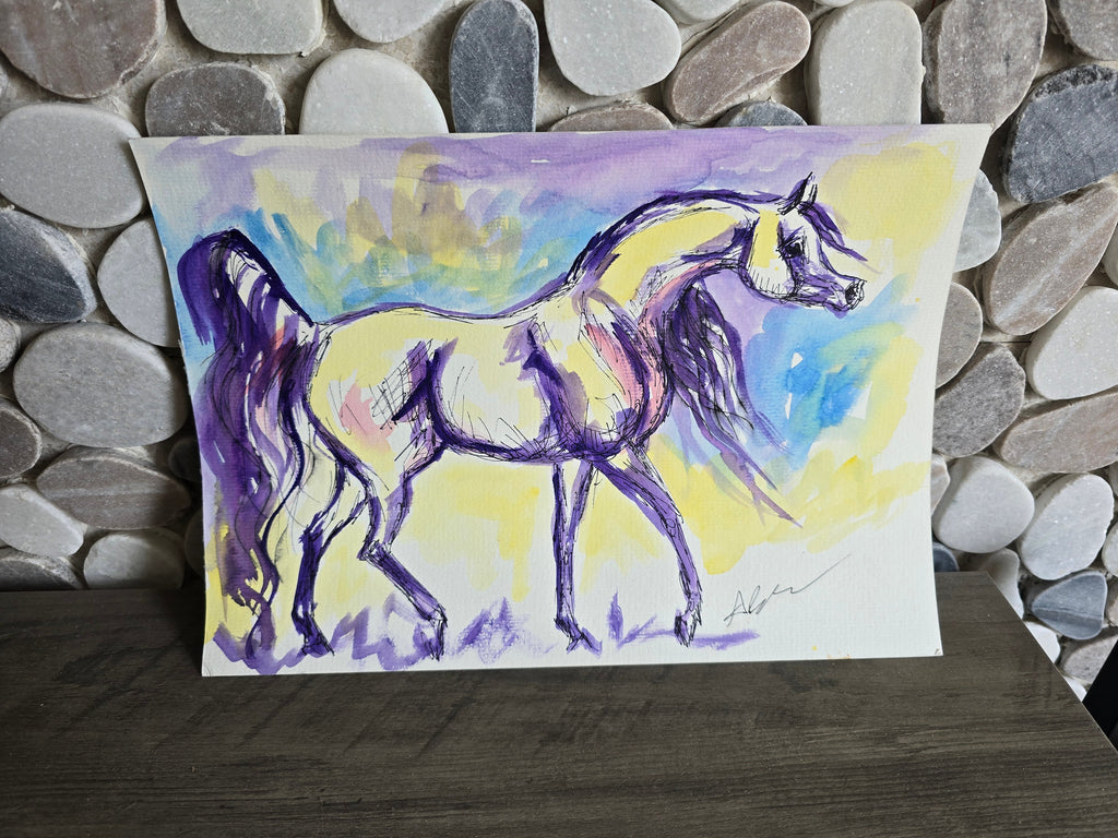 Arabian Horse Original Watercolor Painting 9x12”