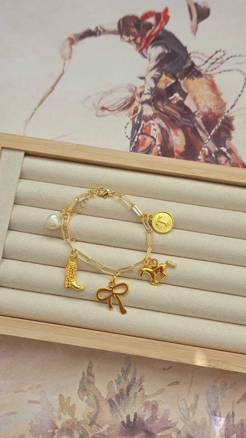 The Golden Cowgirl Charm Bracelet Four Charms 18k Gold Plated