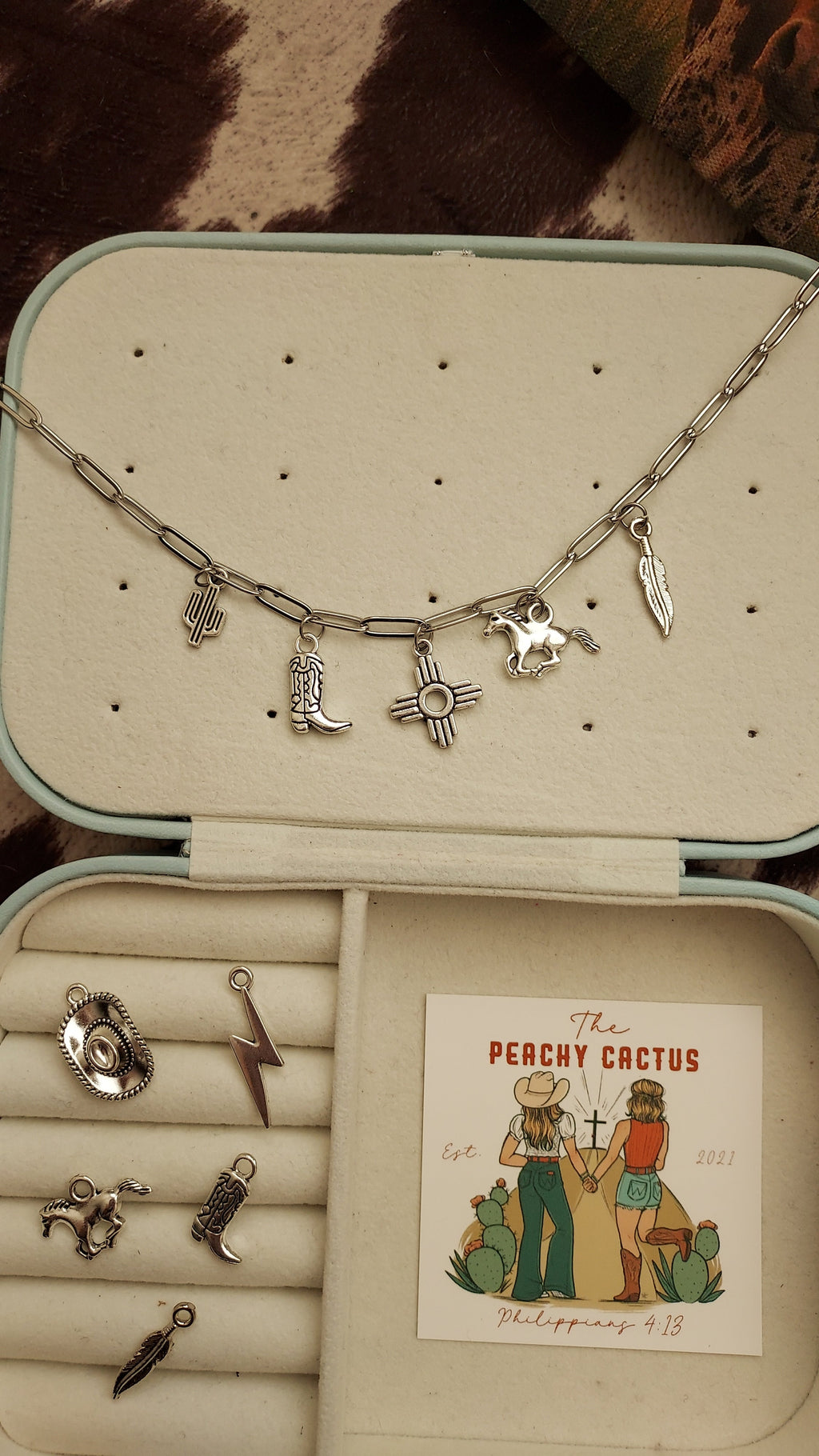 Out West Charm Necklace 15 Inch To 17 Inch Stainless Steel Chain