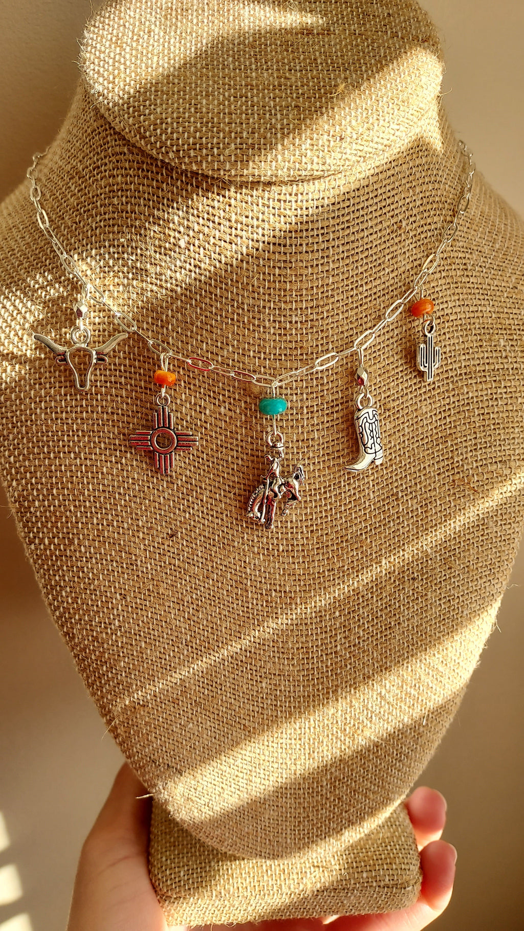 Bless Your Heart Charm Necklace Bhch001 Bucking Horse Zia Steer Cacti Boots