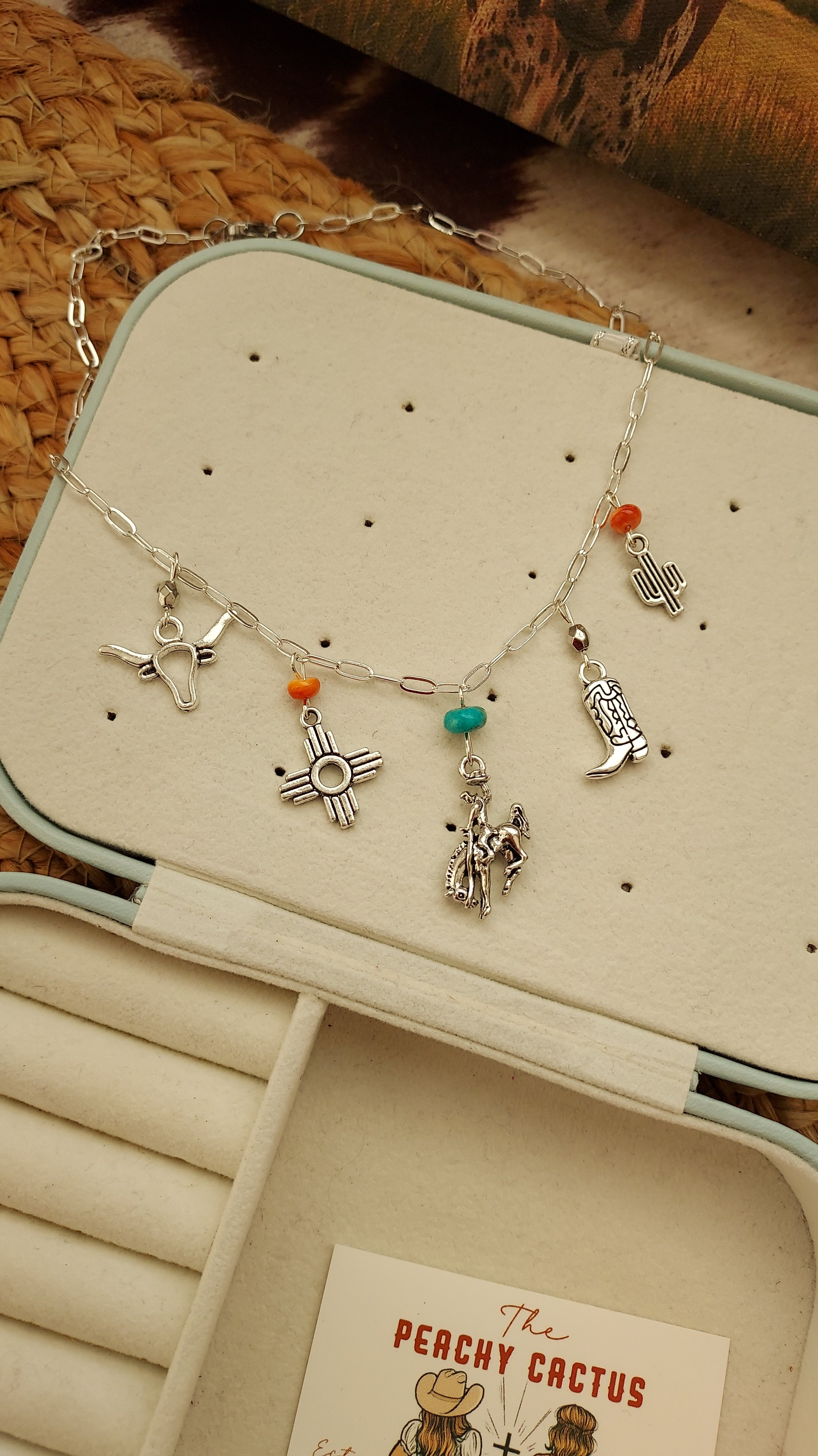 Bless Your Heart Charm Necklace Bhch001 Bucking Horse Zia Steer Cacti Boots