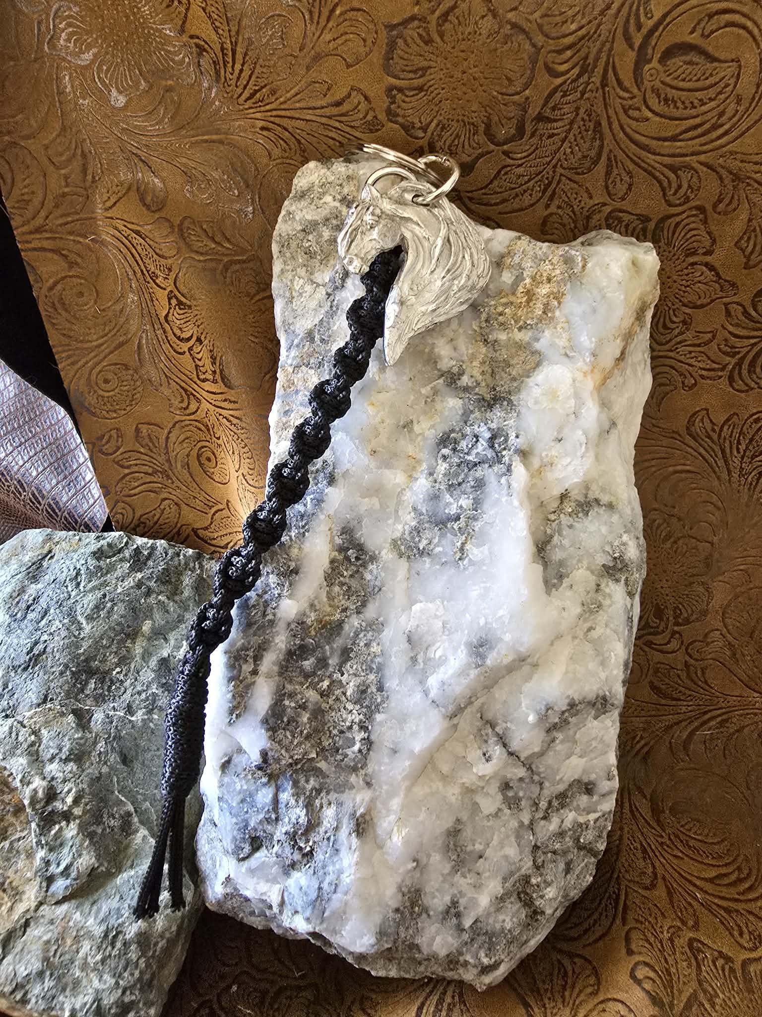 Fantasy Horse pewter Keychain Macrame lanyard
