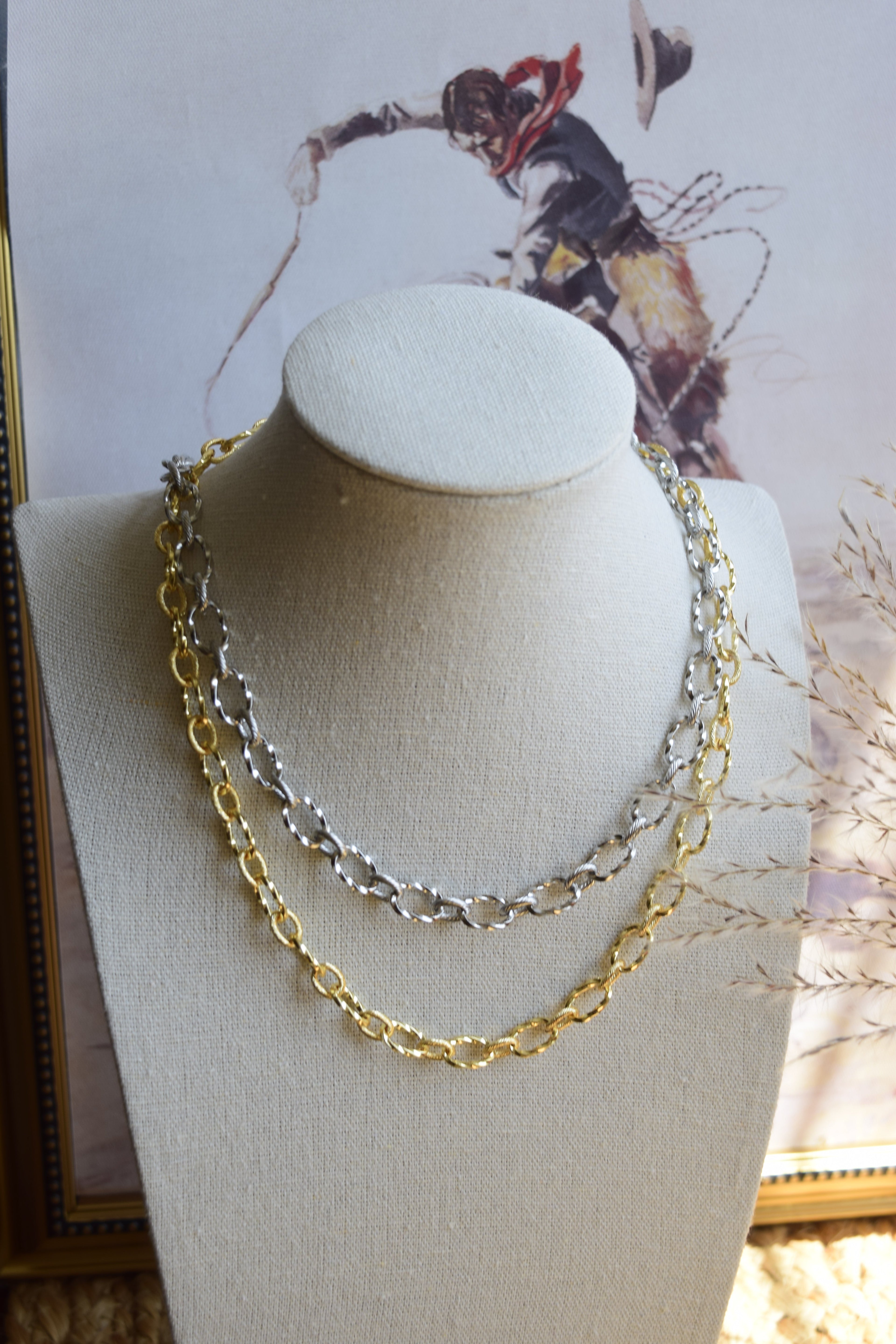 Golden Ropes Chain Necklace Everyday Wear 14K Gold Plated Stainless Steel GR-001