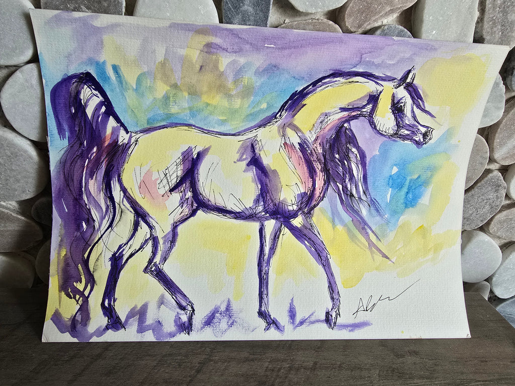 Arabian Horse Original Watercolor Painting 9x12”