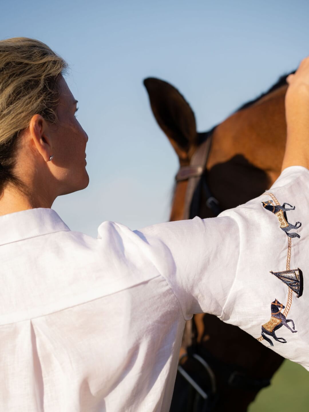 Sand Linen Tunic | Embroidered Sleeves | White