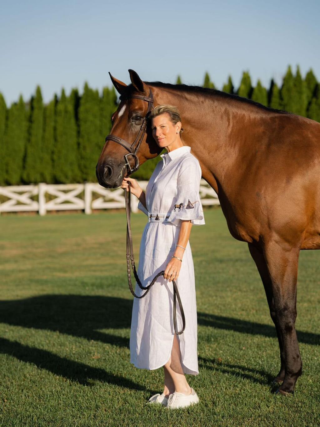 Sand Linen Tunic | Embroidered Sleeves | White