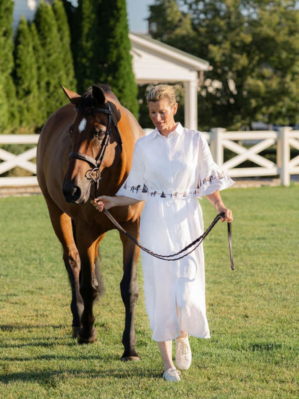 Sand Linen Tunic | Embroidered Sleeves | White