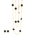 Black Enamel Daisy Love Necklace & Earrings Set