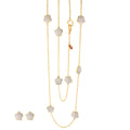 Grey Enamel Daisy Love Necklace & Earrings Set