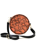 Snake Skin Print Round Crossbody Bag