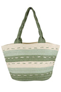Striped Pattern Dotted Line Detail Straw Bag