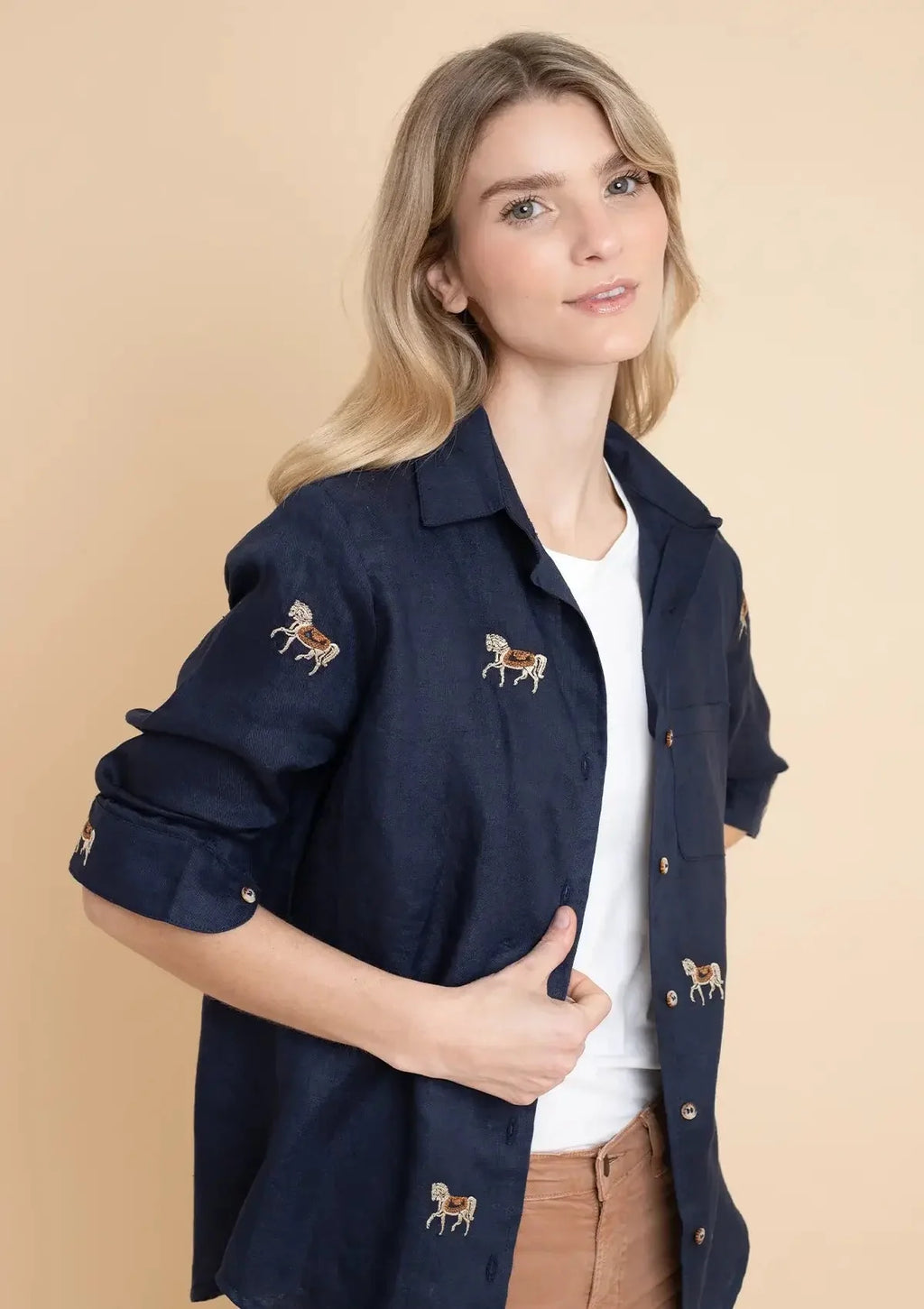 Sundown Linen Shirt | Long Sleeve | Embroidered