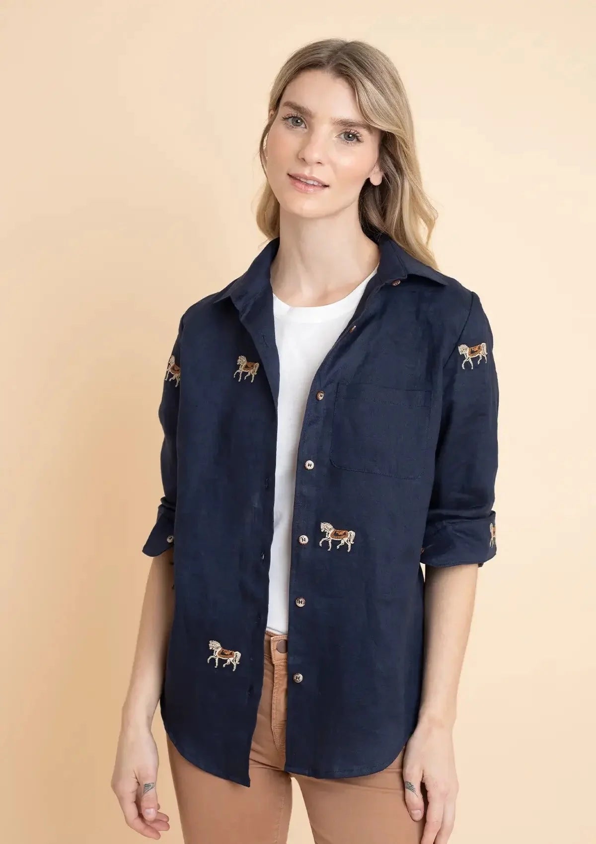 Sundown Linen Shirt | Long Sleeve | Embroidered