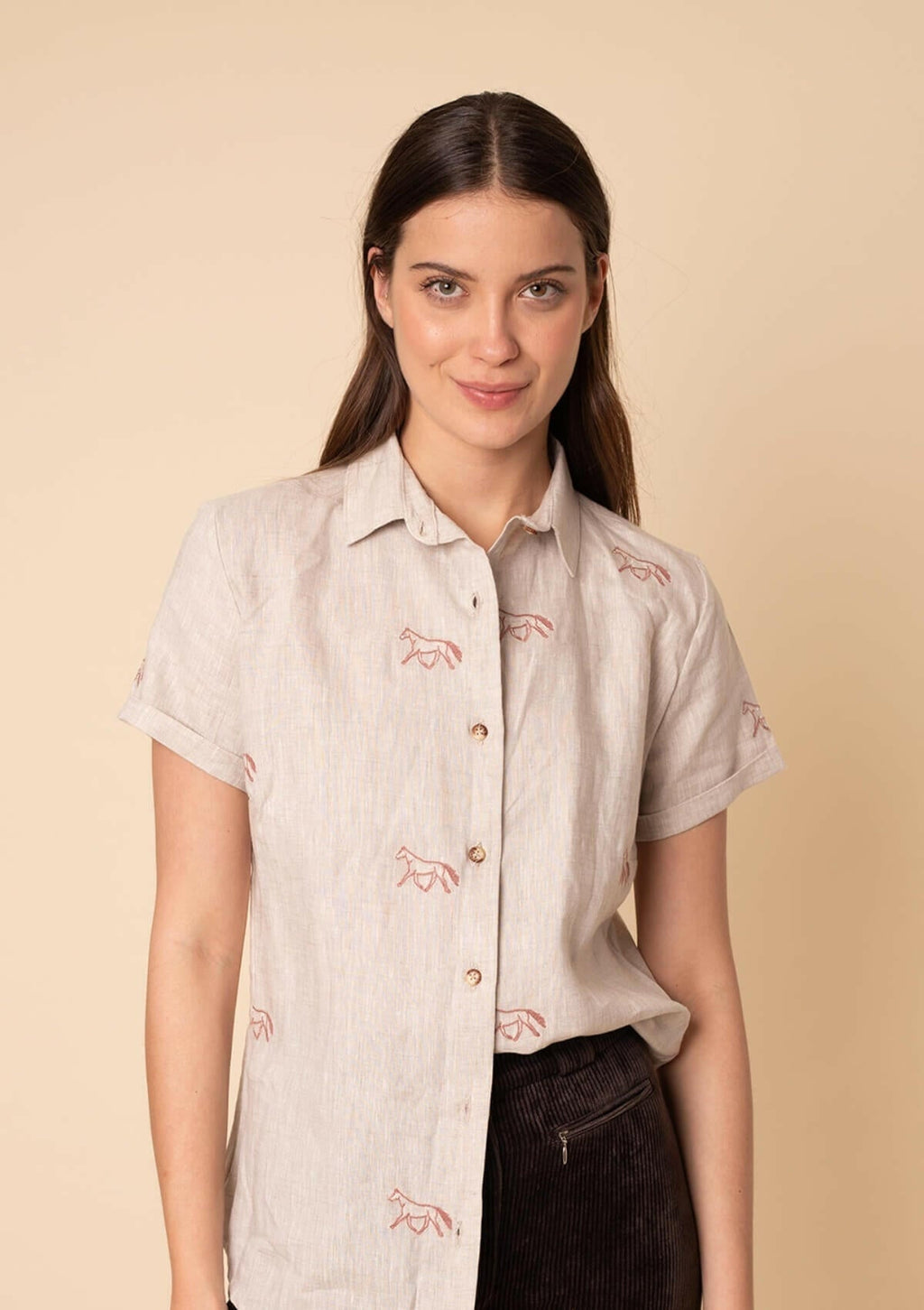 Sundown Linen Shirt | Short Sleeve | Embroidered