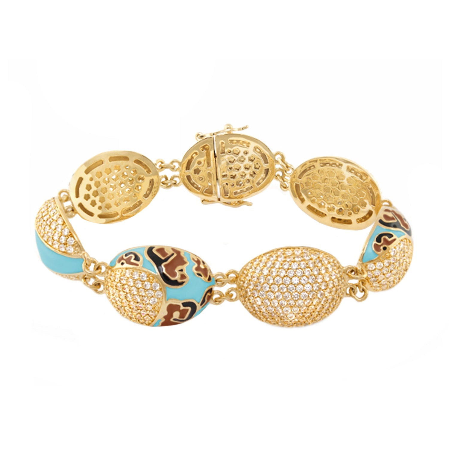 Fab Turquoise Enamel and Cubic Zirconia Bracelet