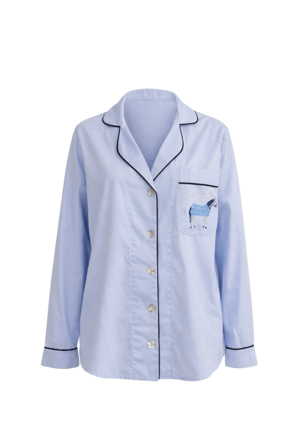 Horse Year Pajama - Embroidered - Blue on Blue