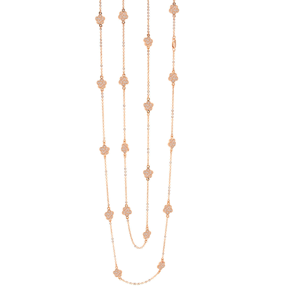 Daisy Love Long Necklace Rose Gold Plated Brass