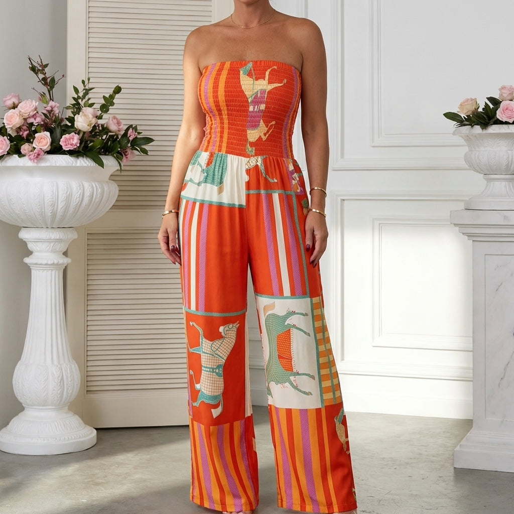 Multi-Color horse/equestrian Strapless Jumpsuit