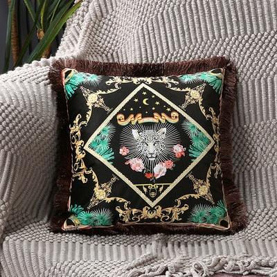 Unique Luxury Designer Style Printed Polyester Cushion Cover Horse printed Lumbar Cover Tassel Edge Modern Throw Pillow Covers Square Decorative Set Cushion Covers For Home Bed Couch Sofa Bench