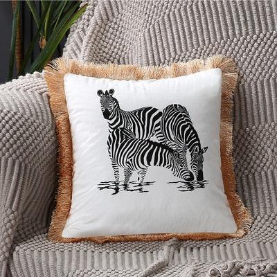 Unique Luxury Designer Style Printed Polyester Cushion Cover Horse printed Lumbar Cover Tassel Edge Modern Throw Pillow Covers Square Decorative Set Cushion Covers For Home Bed Couch Sofa Bench
