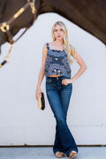 Veranda Linen Top | Veranda Print | Navy