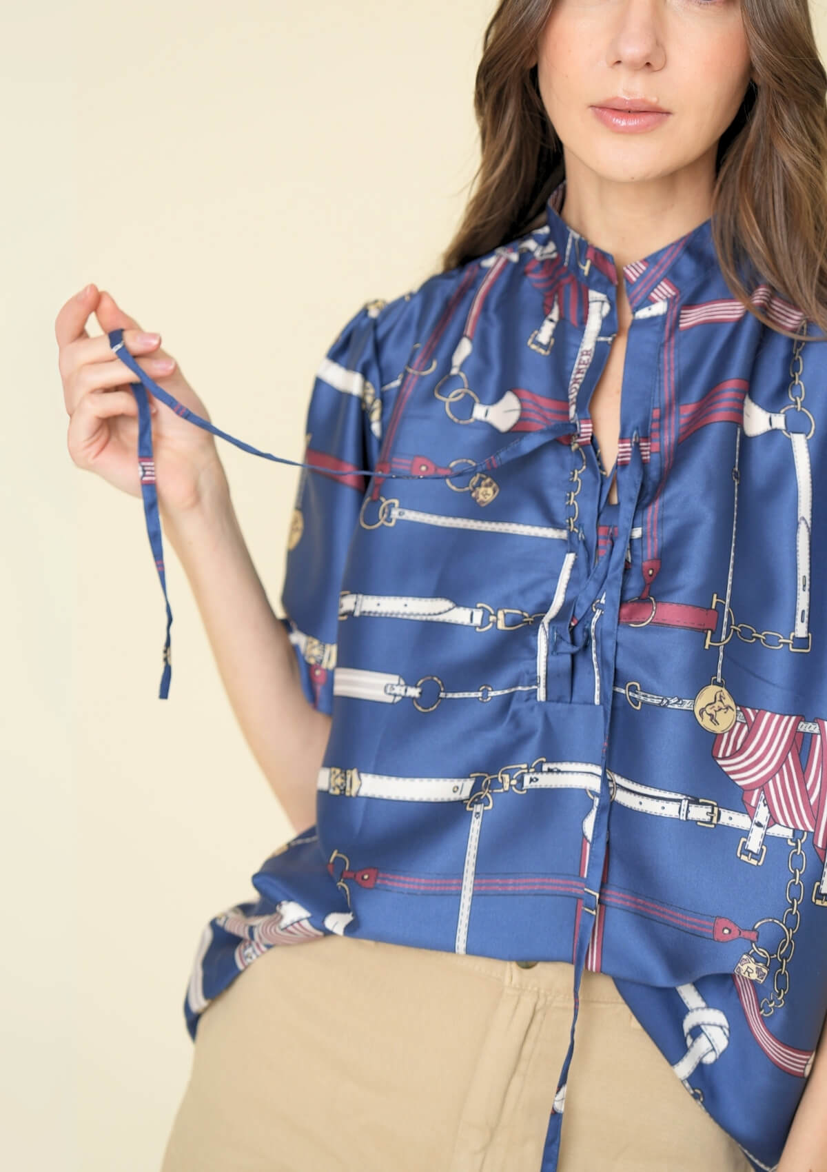 Viena Blouse | Jubilea Print | Navy | Burgundy