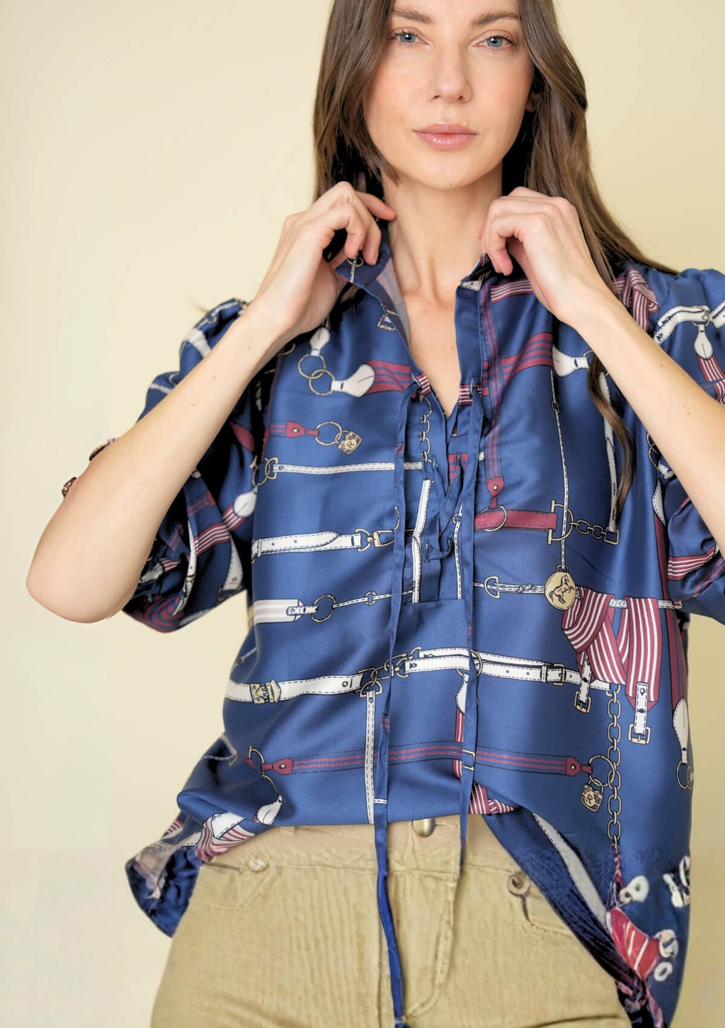 Viena Blouse | Jubilea Print | Navy | Burgundy