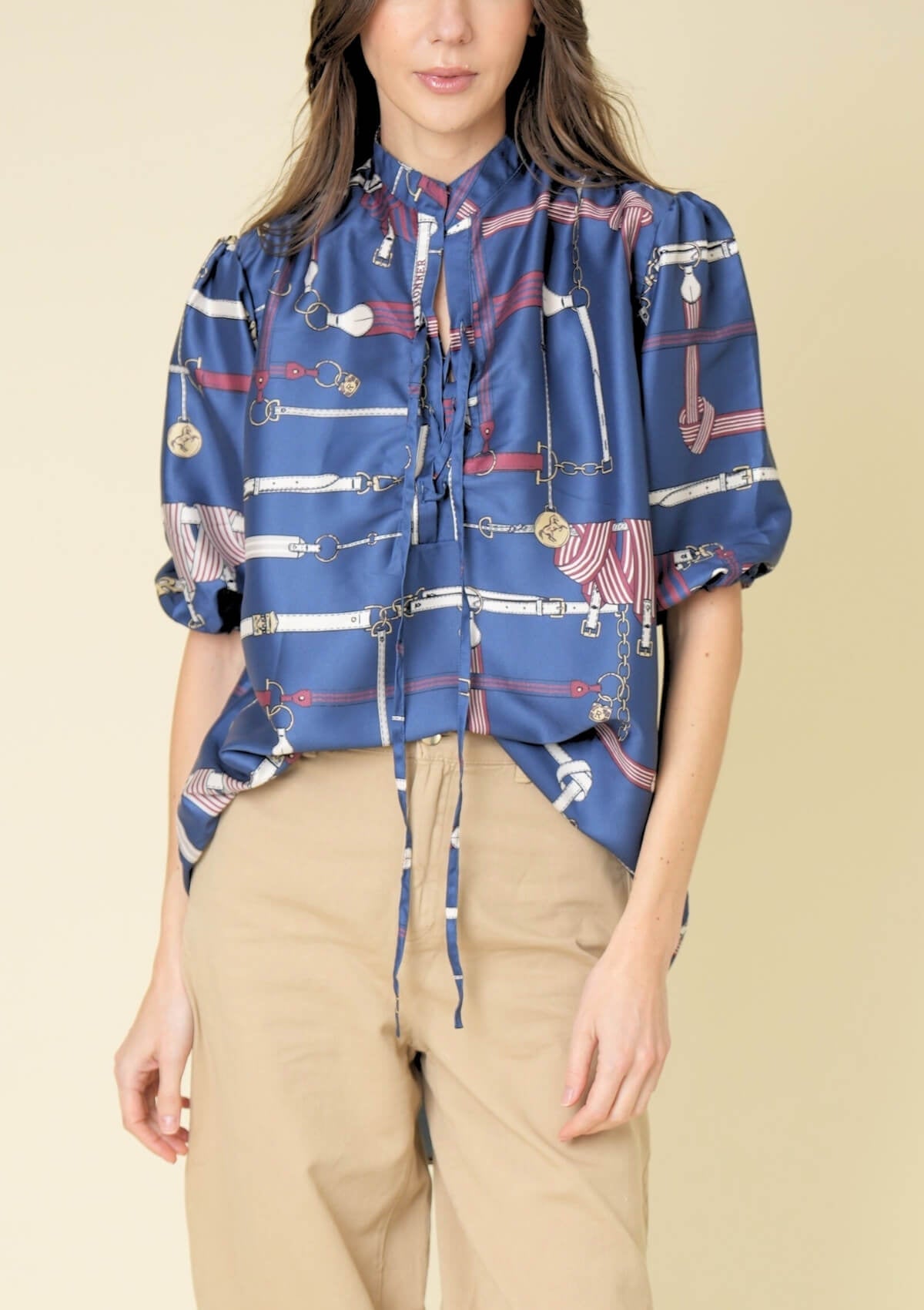 Viena Blouse | Jubilea Print | Navy | Burgundy