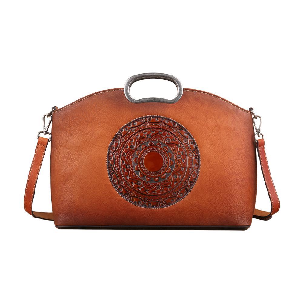 Rustic Mandala Leather Tote Bag RM-01 Everyday Carry
